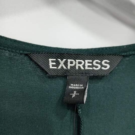 Express Women's Dark Green 3/4 Zip Fit & Flare Mini Dress Size S NWT image number 4