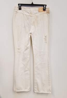 Womens White Cotton Light Wash Distressed Straight Jeans Size 26/40 alternative image