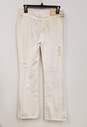 Womens White Cotton Light Wash Distressed Straight Jeans Size 26/40 image number 2