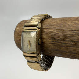 Designer Bulova Gold-Tone Chain Strap Rectangular Dial Analog Wristwatch