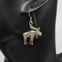 Artisan GS Signed Sterling Silver Moose Earrings - 7.0g