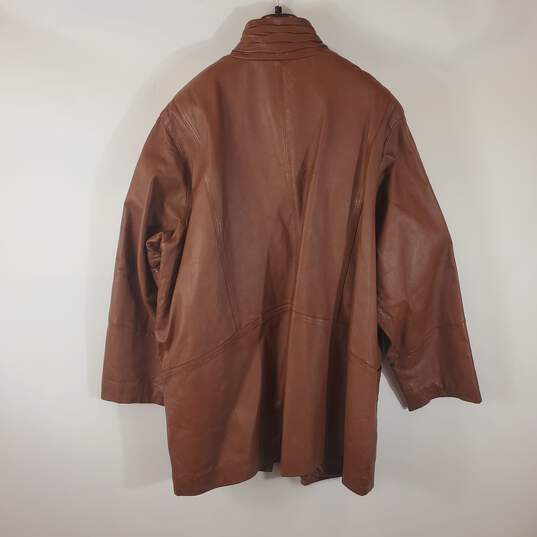 Venezia Men Brown Leather Trenchcoat XXL NWT image number 2