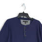 Mens Navy Blue Long Sleeve Henley Neck Classic T-Shirt Size XXL Tall image number 3