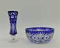 Vintage Hand Cut Cobalt Blue & Clear Crystal Decorative Bowl & Vase image number 1