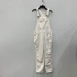 NWT Gap Womens White Straight Leg One-Piece Jean Overall Size Small