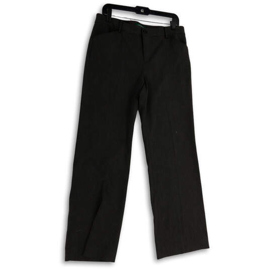 Buy the Womens Gray Flat Front Slash Pocket Straight Leg Formal Dress Pants  Size 12