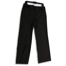 Womens Gray Flat Front Slash Pocket Straight Leg Formal Dress Pants Size 12
