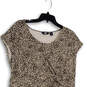 Womens Brown Animal Print Round Neck Stretch Front Knot A-Line Dress Sz XL image number 1