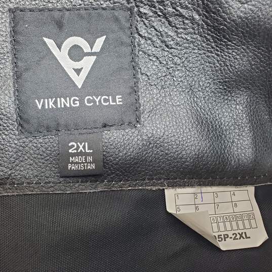 Viking Cycle Black Leather Motorcycle Chaps 2XL image number 4