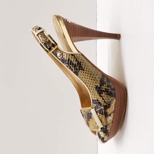 Michael Kors Women's Snake Leather Slingback Heels Size 7 image number 2