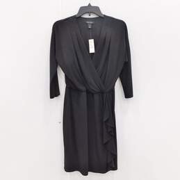 White House Black Market Black Faux Wrapped Midi Dress Women's Size 4