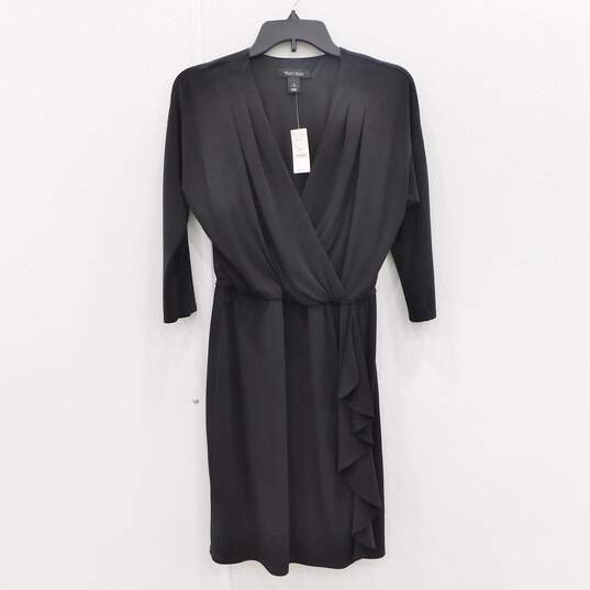 White House Black Market Black Faux Wrapped Midi Dress Women's Size 4 image number 1