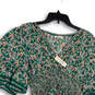 NWT Womens Green Floral 3/4 Bell Sleeve Smocked Waist Wrap Dress Size S image number 3