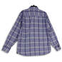 Mens Blue Plaid Spread Collar Short Sleeve Button-Up Shirt Size Large image number 2