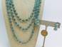 Vintage Sky Blue Icy Rhinestone Earrings & Glass Costume Necklace image number 2