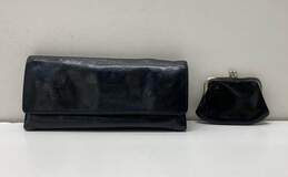 HOBO International Black Leather Tri-Fold Envelope Card Wallet