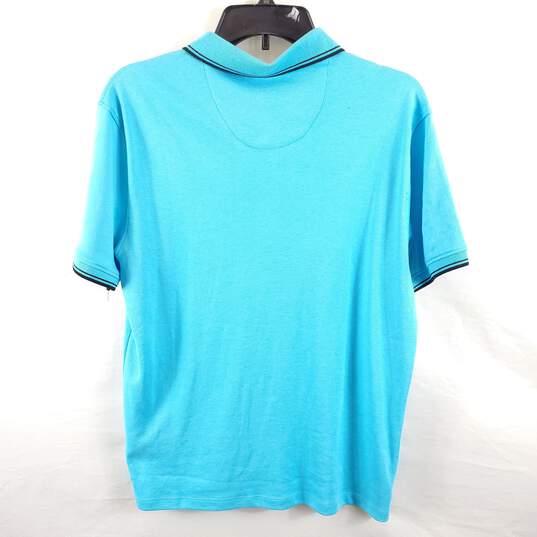 DKNY Men Aqua Blue Polo Shirt M NWT image number 2