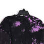 NWT Mens Purple Black Tie Dye Crew Neck Pullover Sweatshirt Size Medium image number 4