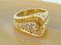 Elegant 14K Yellow Gold Clear Quartz Accent Scrolled Ring 5.0g image number 2