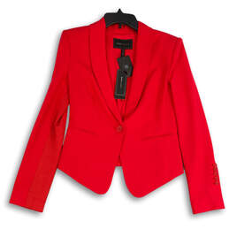 NWT Womens Red Shawl Collar Single Breasted One Button Blazer Size Small