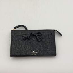 Kate Spade Womens Hayes Street Leila Black Leather Bow Zip Wristlet Wallet