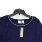 NWT Womens Blue Diamond Round Neck Long Sleeve Pullover Blouse Top Size 1 image number 3