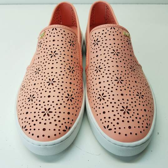 Michael Kors Perforated Leather Slip On Sneakers Peach Desert 9.5 image number 2