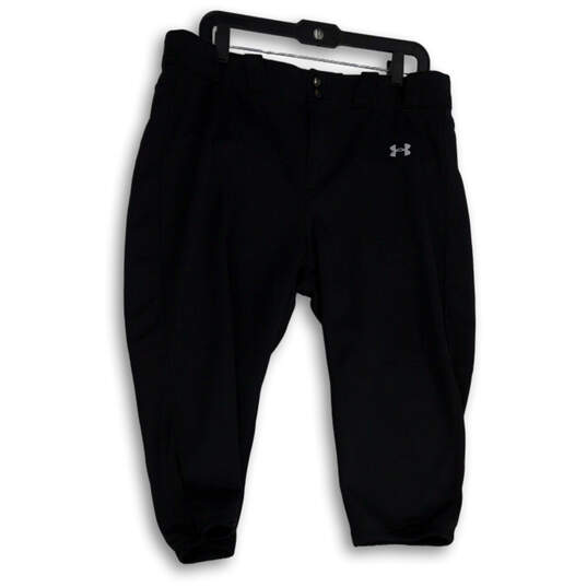 Buy the Mens Black Regular Fit Flat Front Pockets Softball Capri Pants Size  XL