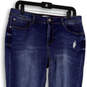 Womens Blue Denim Medium Wash Distressed Pockets Skinny Leg Jeans Size 10 image number 3