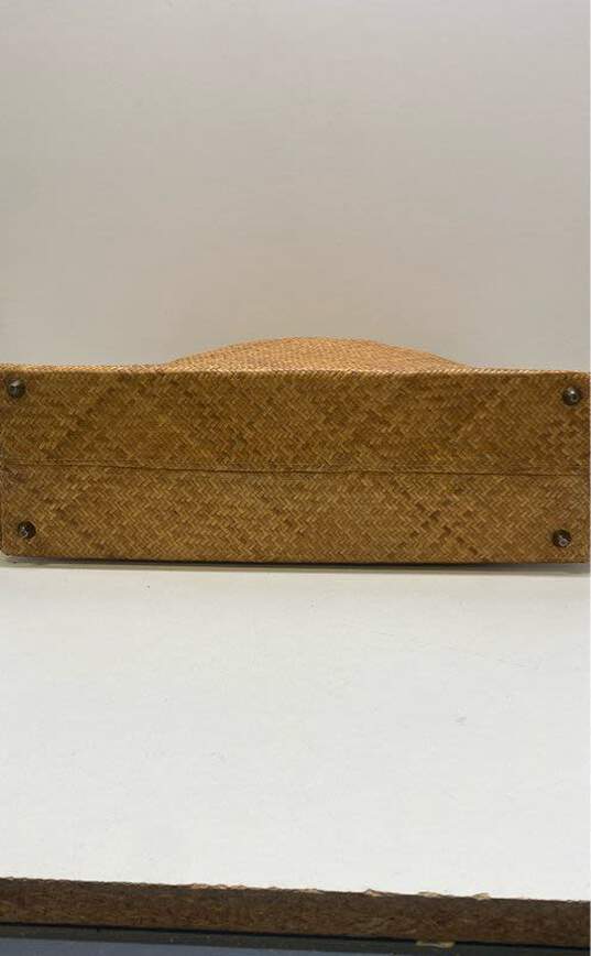AsiaPhile Tortoise Shell Handle Woven Tote Beige image number 3