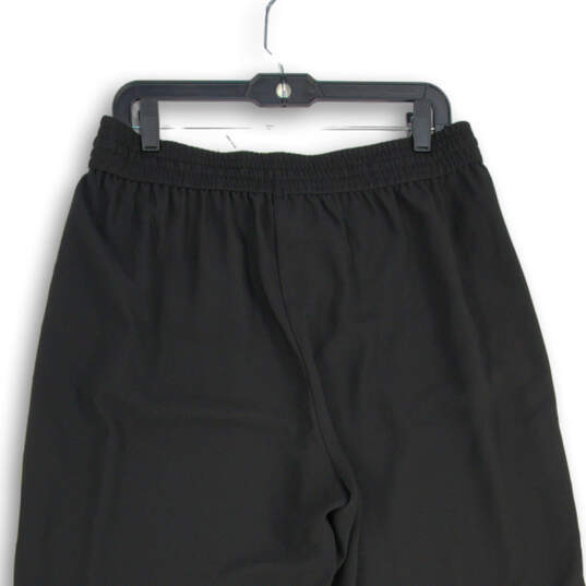 Womens Black White Drawstring Side-Stripe Wide-Leg Ankle Pants Size L image number 4