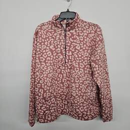 Pink Spotted Fleece Zip Long Sleeve Sweater