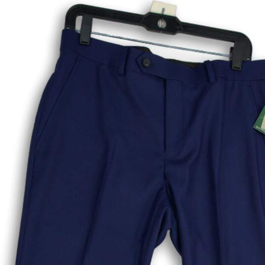 NWT Alfani Mens Blue Flat Front Straight Leg Dress Pants Size 34/30 image number 3