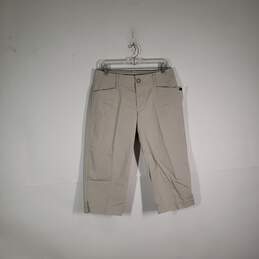 Womens Regular Fit Pockets Straight Leg Flat Front Capri Pants Size 8