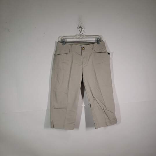 Womens Regular Fit Pockets Straight Leg Flat Front Capri Pants Size 8 image number 1