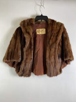Rougier Women Brown Fur Cape Coat M