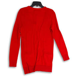 NWT Womens Red Tight-Knit Long Sleeve Button Front Cardigan Sweater Size S alternative image