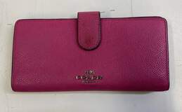 COACH Pink Leather Bifold Envelope ID Card Zip Organizer Wallet