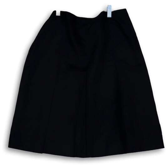 Buy the Womens Black Pleated Front Side Zip Knee Length Flared Skirt ...