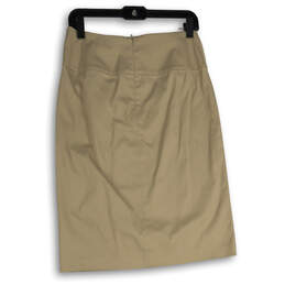 Womens Khaki Flat Front Back Zip Knee Length Straight & Pencil Skirt Size 4 alternative image