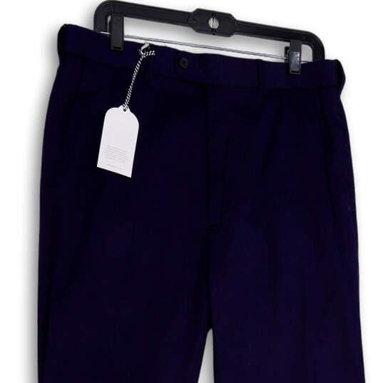 NWT Mens Blue Flat Front Pockets Straight Leg Dress Pants Size W34xL31 image number 1