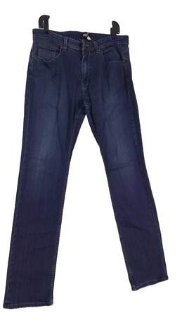 Womens Blue Stretch Dark Wash Pockets Bootcut Leg Denim Jeans Size 33
