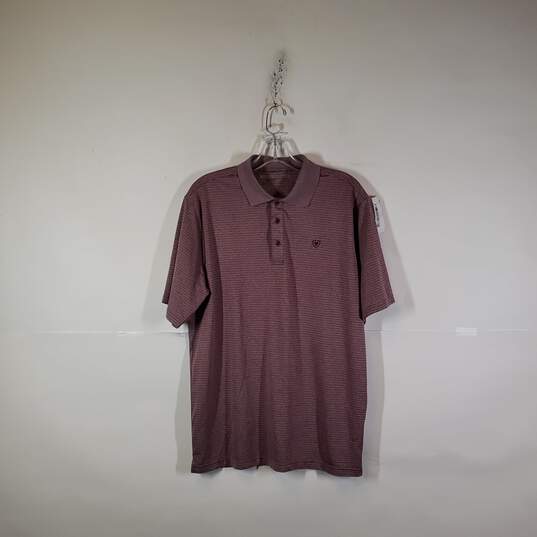 Mens Heat Series Striped Short Sleeve Golf Polo Shirt Size Medium image number 1