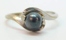 Vintage 10K White Gold Hematite Ball Bead Ring 2.0g alternative image