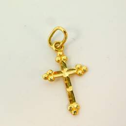 14K Yellow Gold Etched Cross & Jesus Loves Me Pendants 0.9g alternative image