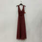 NWT Womens Red Lace Trim Sleeveless Belted Back Zip Wedding Maxi Dress Sz 6 image number 1
