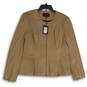 NWT Womens Brown Long Sleeve Round Neck Full-Zip Peplum Jacket Size XL image number 1