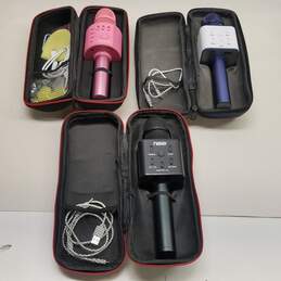 Bundle of 3 Assorted Karaoke Compact Microphones w/ Cases alternative image
