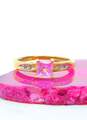10k Yellow Gold Pink Sapphire & Diamond Accent Ring 2.4g image number 1