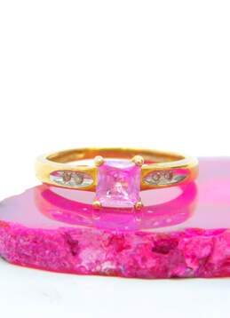10k Yellow Gold Pink Sapphire & Diamond Accent Ring 2.4g